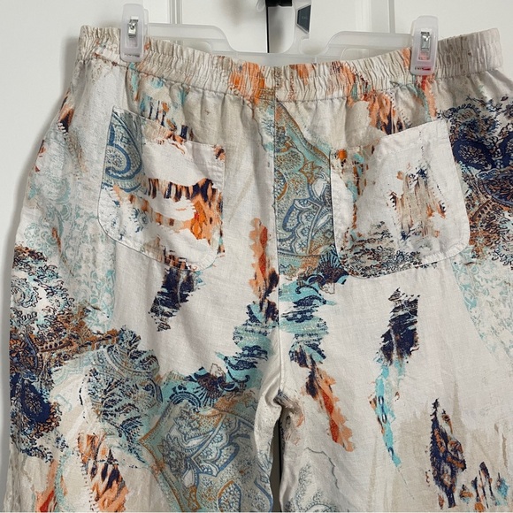 Chico’s 100% Linen Pull-On Pants – Paisley Boho Print – Size 3/16 - Picture 5 of 11